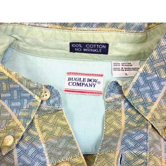 Vintage Bugle Boy Shirt Men's Large Geometric Long Sleeve Button Up 90's - Picture 6 of 9